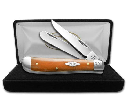 W.R. Case XX Knives Mini Trapper Persimmon Orange Bone 1/500 Stainless Pocket Knife 12543