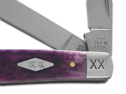 W.R. Case XX Knives Mini Trapper Purple Bone Stainless Steel 1/500 Pocket Knife 12546