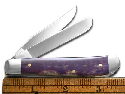 W.R. Case XX Knives Mini Trapper Purple Bone Stainless Steel 1/500 Pocket Knife 12546
