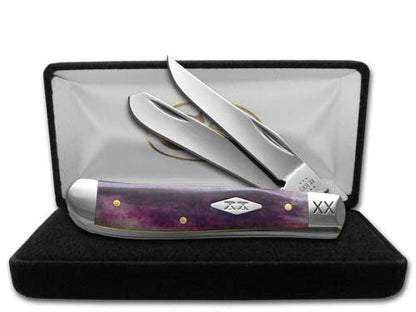 W.R. Case XX Knives Mini Trapper Purple Bone Stainless Steel 1/500 Pocket Knife 12546