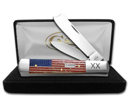 W.R. Case XX Knives Razor Jack U.S. Flag Natural Bone 1/500 Stainless Pocket Knife 12550USF