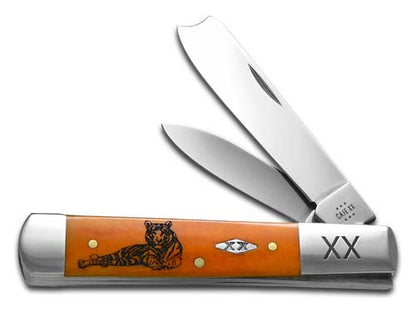 W.R. Case XX Knives Razor Jack Tiger Stripe Orange Bone 1/500 Stainless Pocket Knife 12551TS