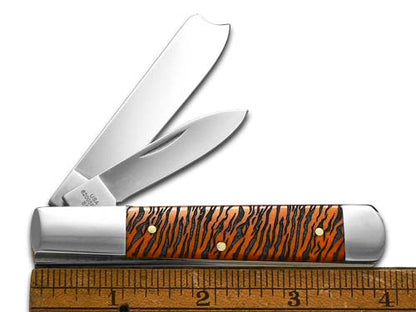 W.R. Case XX Knives Razor Jack Tiger Stripe Orange Bone 1/500 Stainless Pocket Knife 12551TS