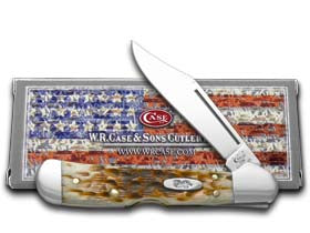 Case XX™ Knives Mini Copperlock Jigged Amber Bone Stainless Pocket Knife 00133