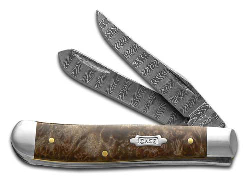 Case XX™ Knives Mini Trapper Damascus Steel Natural Maple Burl Wood 15091 Pocket Knife