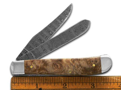 Case XX™ Knives Mini Trapper Damascus Steel Natural Maple Burl Wood 15091 Pocket Knife