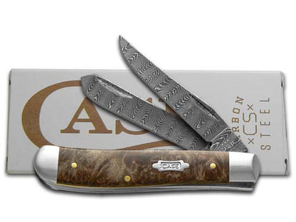 Case XX™ Knives Mini Trapper Damascus Steel Natural Maple Burl Wood 15091 Pocket Knife