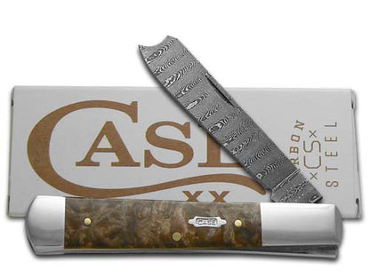 Case XX™ Knives Razor Jack Damascus Steel Natural Maple Burl Wood 15092 Pocket Knife