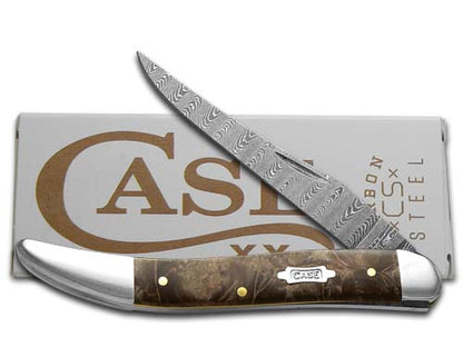 W.R. Case XX Knives Medium Toothpick Damascus Steel Natural Maple Burl 15093 Pocket Knife