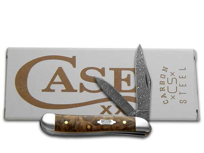 W.R. Case XX Knives Peanut Damascus Steel Natural Maple Burl Wood 15094 Pocket Knife