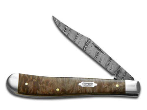 W.R. Case XX Knives Slimline Trapper Damascus Steel Natural Maple Burl 15096 Pocket Knife