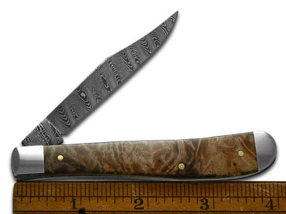W.R. Case XX Knives Slimline Trapper Damascus Steel Natural Maple Burl 15096 Pocket Knife