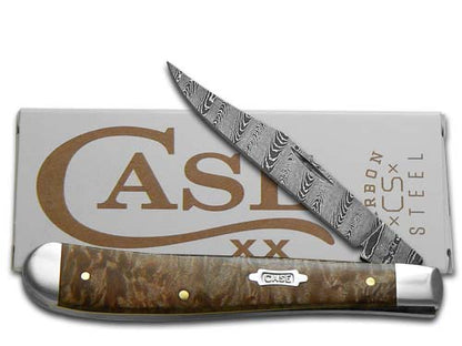 W.R. Case XX Knives Slimline Trapper Damascus Steel Natural Maple Burl 15096 Pocket Knife