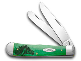 W.R. Case XX Knives Smooth Green Bone Wild Mustang 1/500 Trapper Pocket Knife 15680 WM