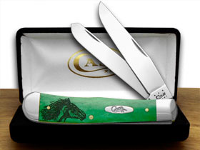 W.R. Case XX Knives Smooth Green Bone Wild Mustang 1/500 Trapper Pocket Knife 15680 WM