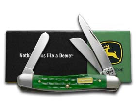 W.R. Case XX Knives John Deere Green Bone Medium Stockman Stainless Pocket Knife 15706