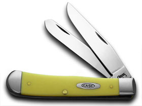 W.R. Case XX Knives Yellow Delrin Synthetic Trapper Carbon Steel Pocket Knife 71103