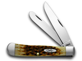 W.R. Case XX Knives Amber Bone Carbon Steel Trapper Pocket Knife 00163