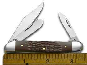 W.R. Case XX Knives Jigged Brown Delrin Medium Stockman Stainless Pocket Knife 00217