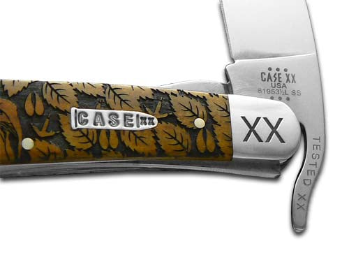 W.R. Case XX Knives Russlock Strut & Rut Antique Bone 1/500 Stainless Pocket Knife 21965S&R