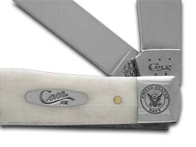 W.R. Case XX Knives U.S. Navy Logo Natural Bone Trapper Stainless Pocket Knife 22553