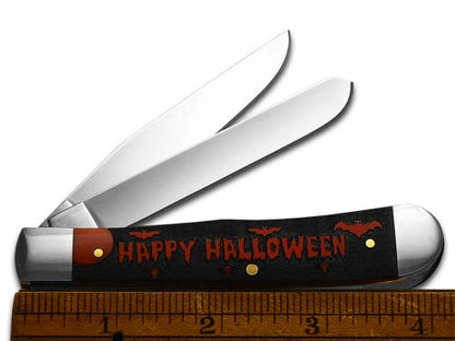 W.R. Case XX Knives Happy Halloween Trapper 1/500 Dark Red Bone Stainless Pocket Knife 23118HH