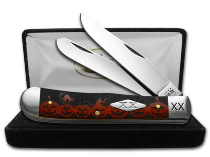 W.R. Case XX Knives Happy Halloween Trapper 1/500 Dark Red Bone Stainless Pocket Knife 23118HH