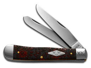 W.R. Case XX Knives Roses Trapper 1/500 Dark Red Bone Stainless Pocket Knife 23118R