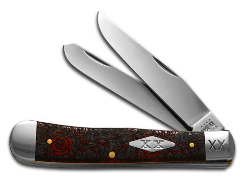 W.R. Case XX Knives Roses Trapper 1/500 Dark Red Bone Stainless Pocket Knife 23118R