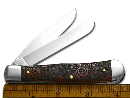 W.R. Case XX Knives Roses Trapper 1/500 Dark Red Bone Stainless Pocket Knife 23118R