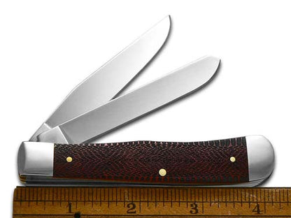 W.R. Case XX Knives Trapper Snake Skin Dark Red Bone 23118SS Stainless Pocket Knife
