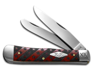W.R. Case XX Knives Trapper Stars & Stripes Dark Red Bone 1/500 Stainless Pocket Knife 23118S&S