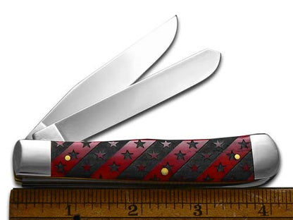W.R. Case XX Knives Trapper Stars & Stripes Dark Red Bone 1/500 Stainless Pocket Knife 23118S&S