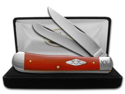 W.R. Case XX Knives Smooth Dark Red Bone 23118 Trapper Stainless 1/500 Pocket Knife