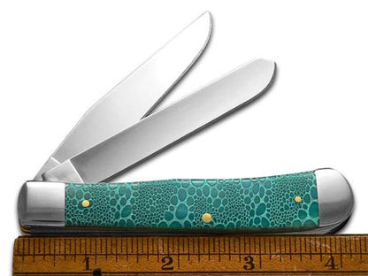 W.R. Case XX Knives Lizard Skin Trapper 1/500 Caribbean Blue Bone Stainless Pocket Knife 23120LS