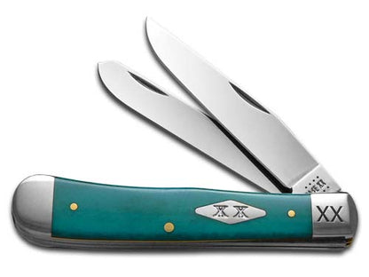 W.R. Case XX Knives Smooth Caribbean Blue Bone 23120 Trapper Stainless 1/500 Pocket Knife