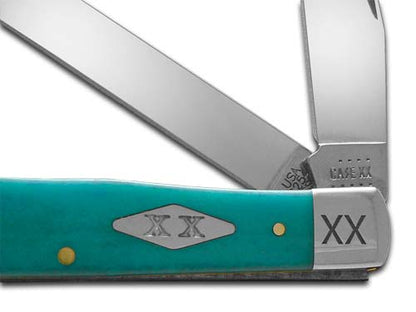 W.R. Case XX Knives Smooth Caribbean Blue Bone 23120 Trapper Stainless 1/500 Pocket Knife