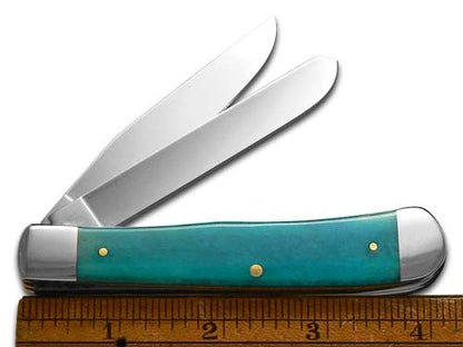 W.R. Case XX Knives Smooth Caribbean Blue Bone 23120 Trapper Stainless 1/500 Pocket Knife