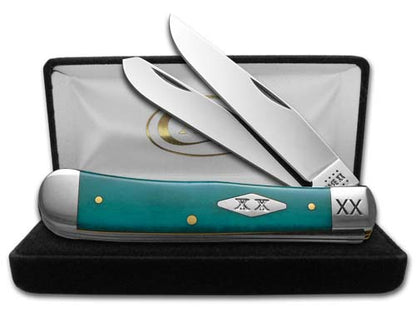 W.R. Case XX Knives Smooth Caribbean Blue Bone 23120 Trapper Stainless 1/500 Pocket Knife