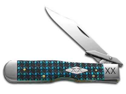 W.R. Case XX Knives Cheetah Blue Bone Spiral Pattern 1/500 Stainless Pocket Knife 23121 SPIRAL