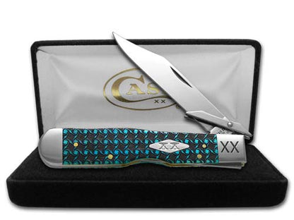 W.R. Case XX Knives Cheetah Blue Bone Spiral Pattern 1/500 Stainless Pocket Knife 23121 SPIRAL