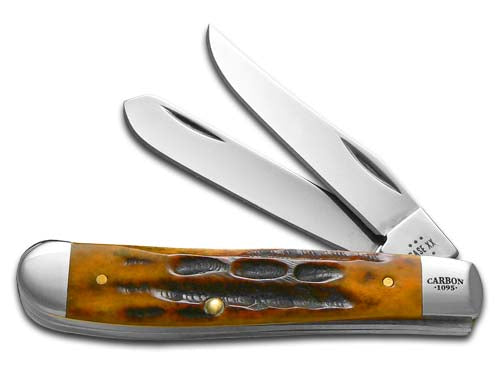 W.R. Case XX Knives Mini Trapper Jigged Sunset Autumn Bone 25219 Carbon Steel Pocket Knife