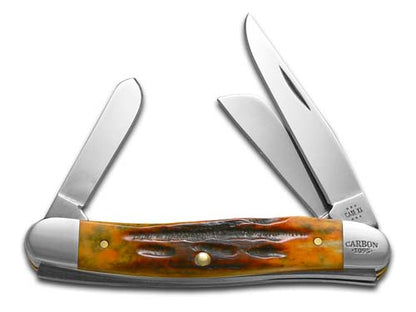 W.R. Case XX Knives Medium Stockman Jigged Sunset Autumn Bone 25221 Carbon Steel Pocket Knife