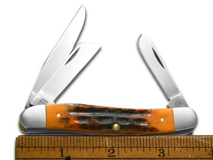 W.R. Case XX Knives Medium Stockman Jigged Sunset Autumn Bone 25221 Carbon Steel Pocket Knife