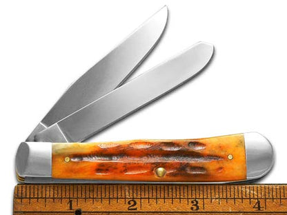 W.R. Case XX Knives Trapper Jigged Sunset Autumn Bone 25224 Carbon Steel Pocket Knife