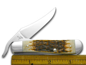 W.R. Case XX Knives Jigged Amber Bone Russlock Stainless Pocket Knife 00260
