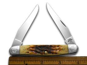 W.R. Case XX Knives Engraved 125th Ann. Jigged Antique Bone Muskrat 1/500 Stainless Pocket Knife 26604/E