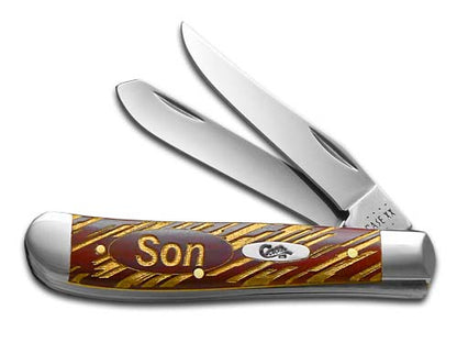 W.R. Case XX Knives 'Love You Son' Chestnut Mini Trapper Stainless 1/500 Pocket Knife 28700 S