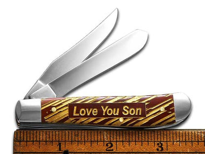 W.R. Case XX Knives 'Love You Son' Chestnut Mini Trapper Stainless 1/500 Pocket Knife 28700 S