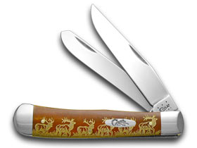 W.R. Case XX Knives Chestnut Bone Elk Trapper 1/500 Pocket Knife 28707 E